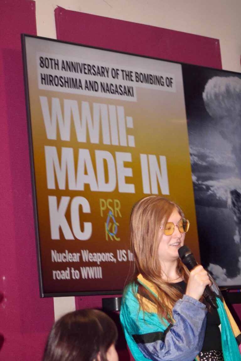 Kimmy igla welcomes people to 80th anniv of hir nag wwiii made in kc