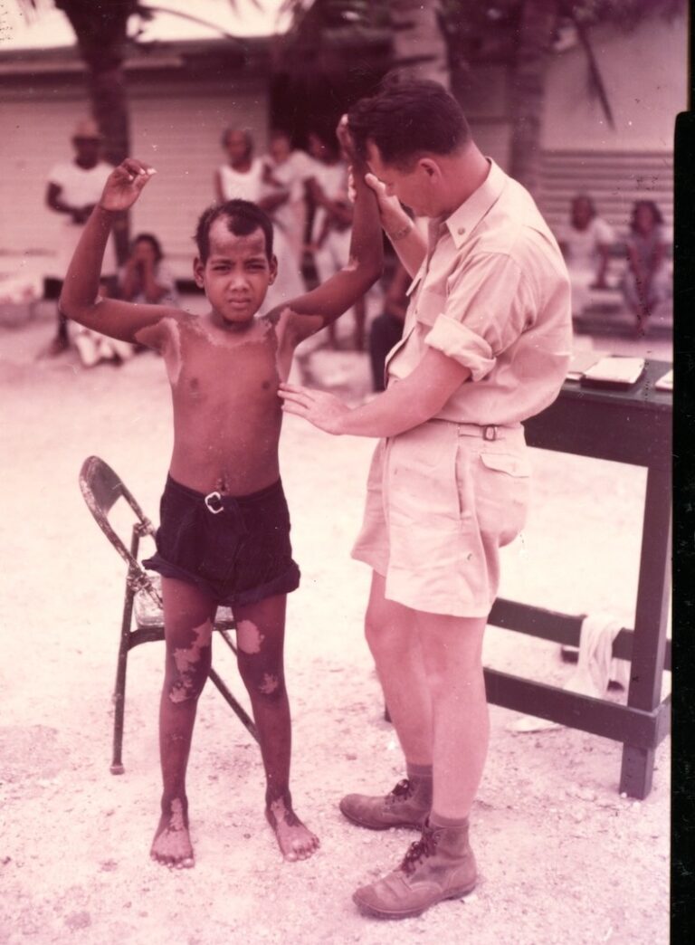 Nuclear test site marshall islands boy examined, cropped
