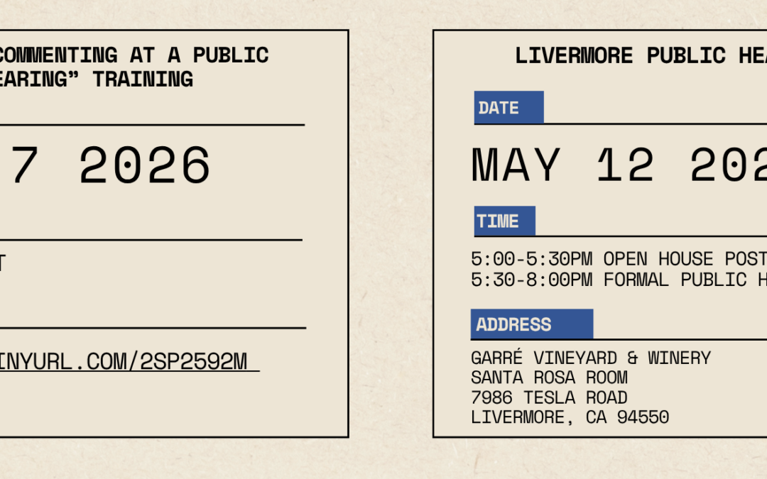 Draft PEIS Released! May 7 Comment Training for Livermore Public Hearing